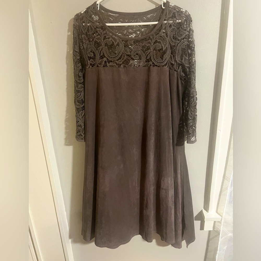 Signature by Robbie Bee Floral Lace Dress Sz L